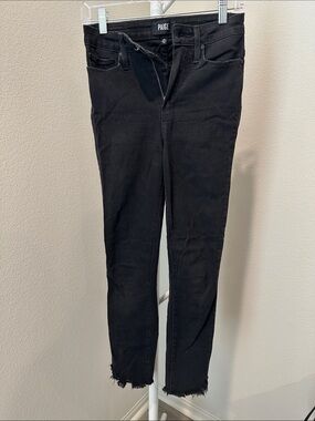 PAIGE Black Skinny Jeans with Frayed Hem